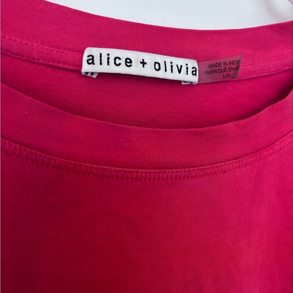 Alice & Olivia Women's Red Ruffle Sleeve Cotton Short Sleeve Top - Picture 4 of 4